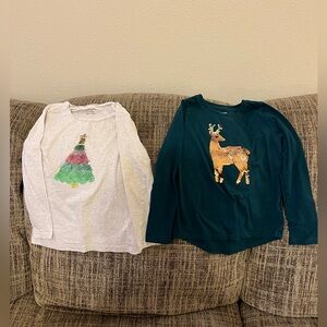 Two sequined long-sleeved girls T-shirts